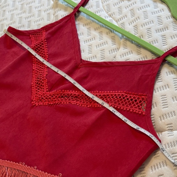 Boho Style Red Fringe Crop Top Size Medium - Picture 5 of 7